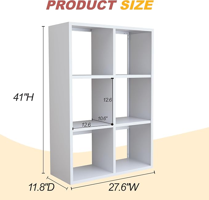 6 Cube Storage Organizer, Metal Cubby Storage Shelf, Small Box Bookshelf - Image 2