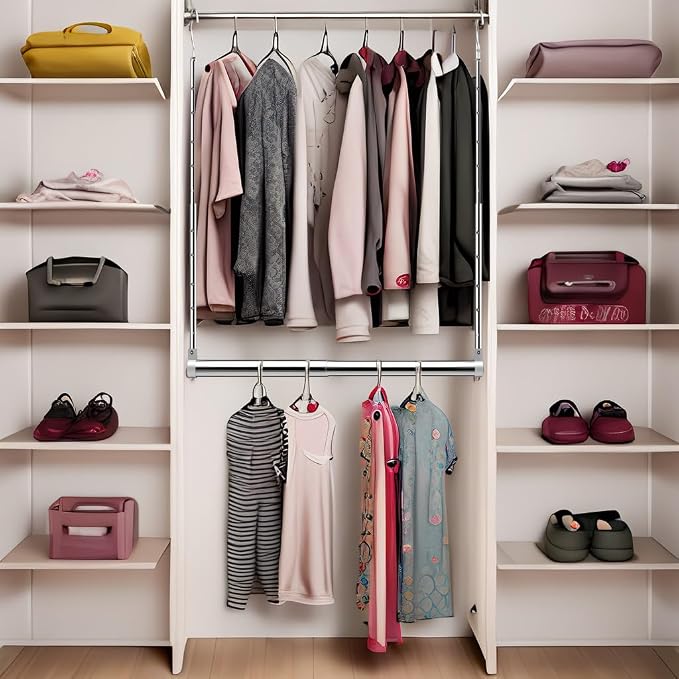 Adjustable Hanging Closet Rod, Extender Hanging Rod, Closet Hanging Organizer - Image 5