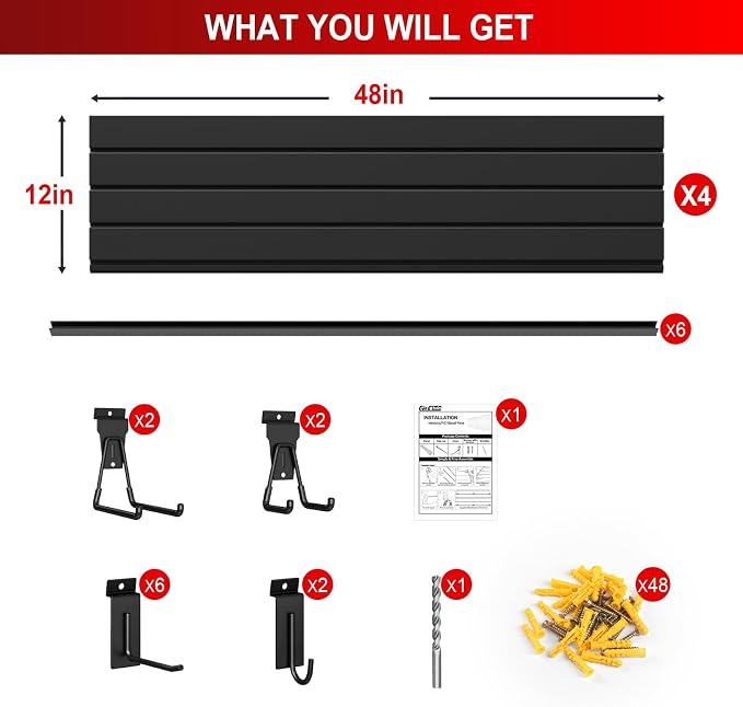 4'H x 4'W Slatwall Panel Garage Wall Organizer - Image 2