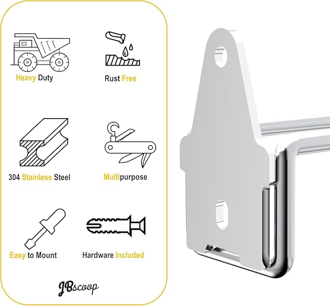 JBscoop 4 Stainless Steel 304 Garage Hooks, Heavy Duty Organizer & Wall Mount - Image 5