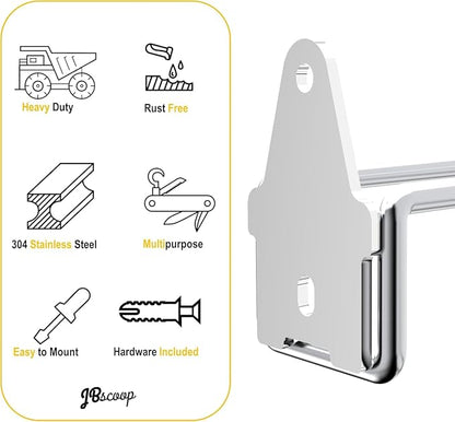 JBscoop 4 Stainless Steel 304 Garage Hooks, Heavy Duty Organizer & Wall Mount - Image 5