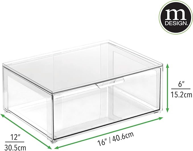mDesign Plastic Stackable Bathroom Storage Organizer Bin Containers - Image 3