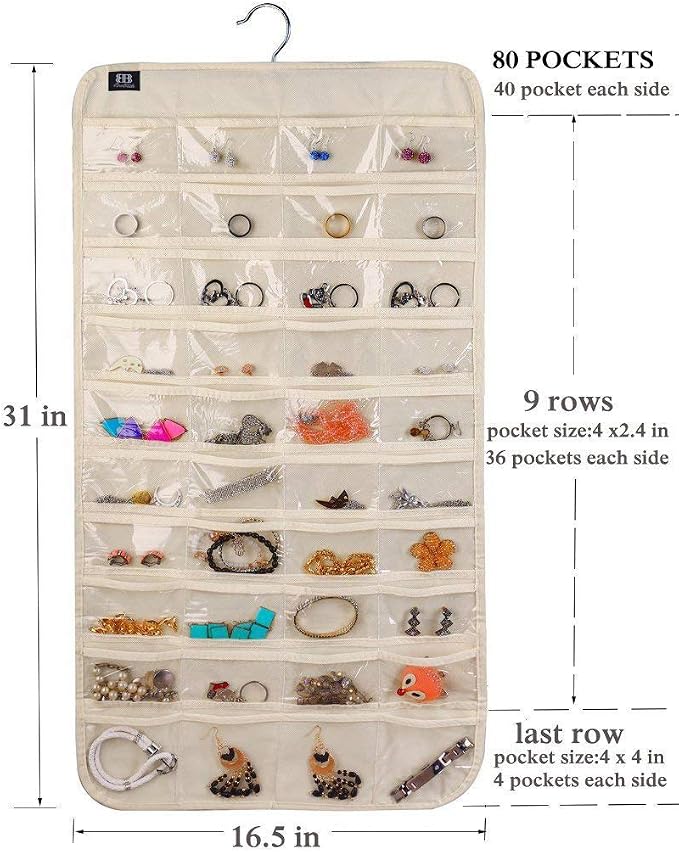 BB Brotrade Hanging Jewelry Organizer, Accessories Organizer, 80 Pocket - Image 6