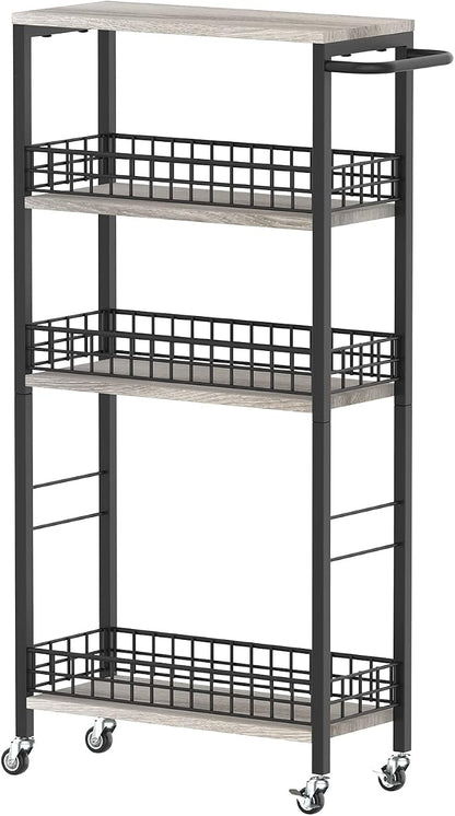4 Tier Slim Storage Cart Narrow Laundry Cart on Wheels Utility Kitchen Rolling by NORCEESAN