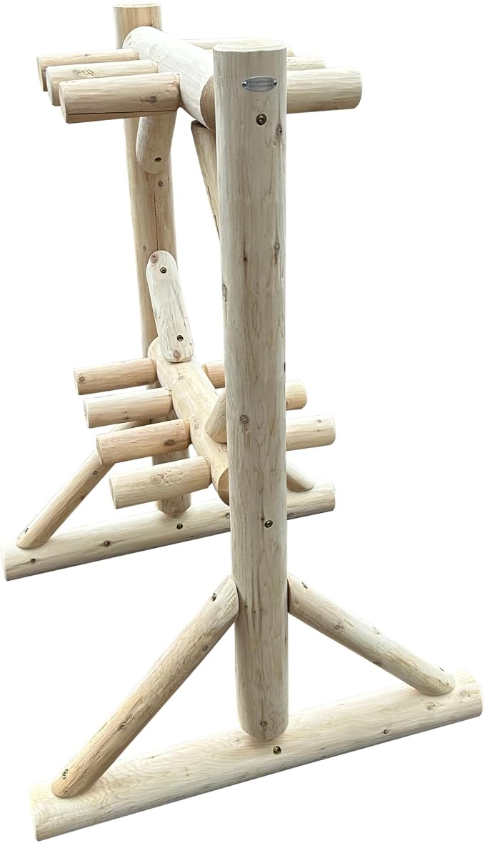 8-Place Freestanding Log Ski Rack Holder, Indoor & Outdoor Snowboard Racks - Image 7