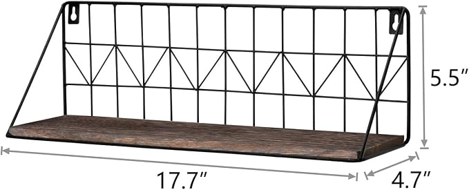 Mkono Floating Shelves Wall Mounted Set of 2 Rustic Wood Storage Display Shelf - Image 3