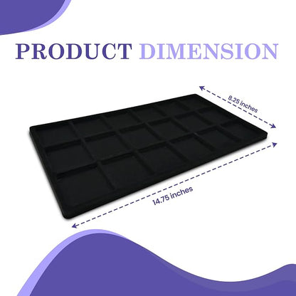 Novel Box 5 Pack 18-Slot Black Liner Jewelry Storage Tray Inserts 14.75x8.25x1 - Image 2