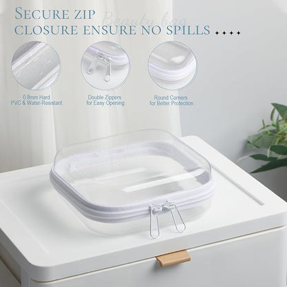 Sanwuta 6 Pcs Clear Hard Zipper Case Hard Plastic Zipper Pouches Transparent - Image 4