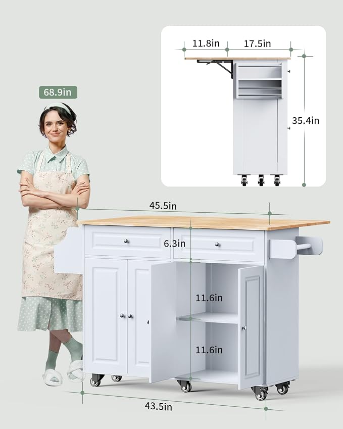 Kitchen Island on Wheels Kitchen Cart - Image 9
