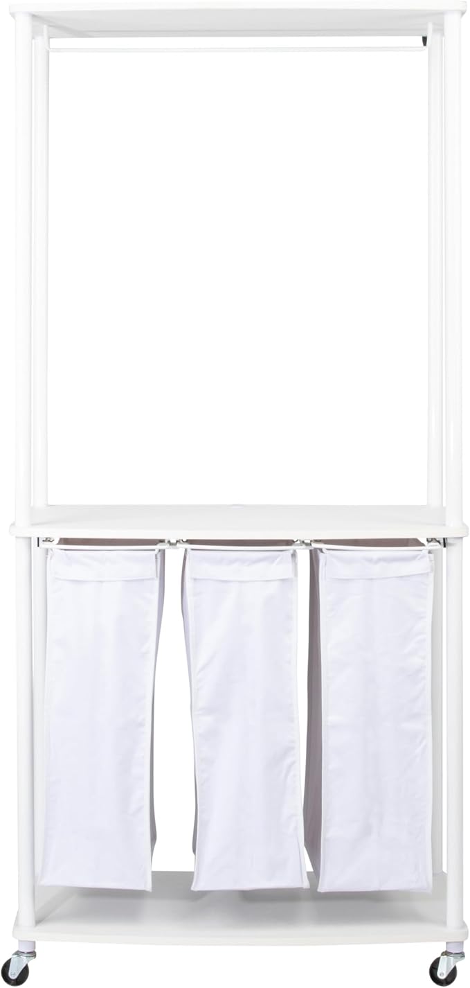 Household Essentials 3-Bag Laundry Center, Smooth Laminate Shelving, Sturdy - Image 4