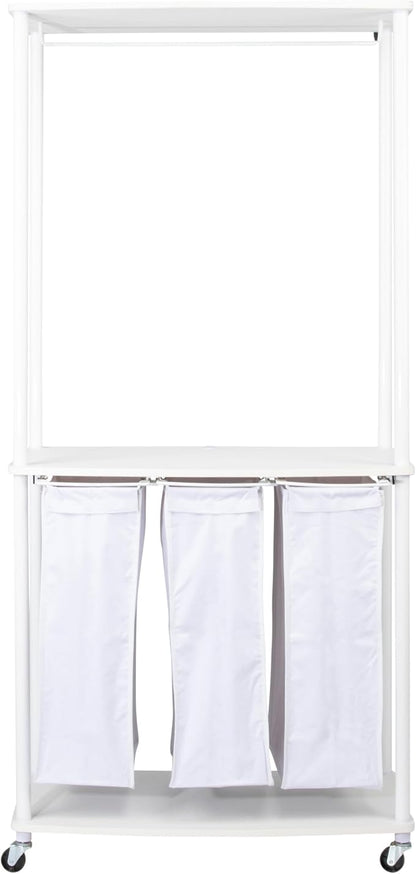 Household Essentials 3-Bag Laundry Center, Smooth Laminate Shelving, Sturdy - Image 4