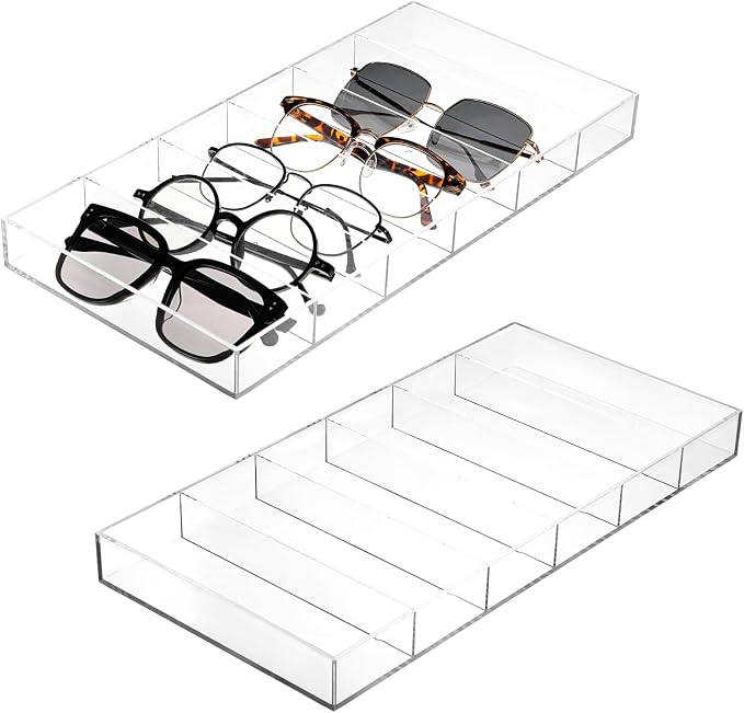 2 PCS Acrylic Sunglasses Organizer, 6 Grids Sunglasses Display Stackable | Easy by Unknown