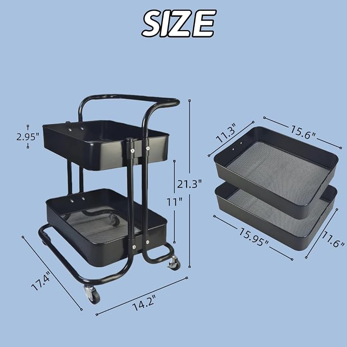 2 Tier Rolling Utility Cart - Image 6