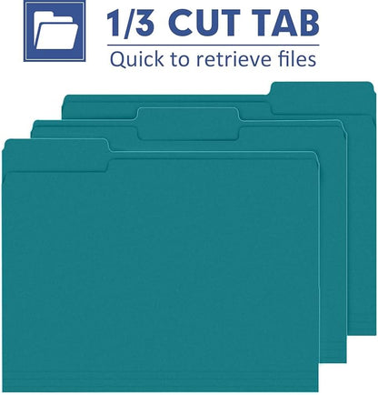 File Folder, PANDRI 120 Pack File Folder, 1/3 Cut Tab, Letter Size, Filing - Image 3