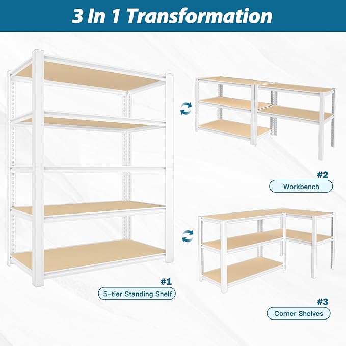 PrimeZone 28" W x 12" D x 59" H Closet Storage Shelves - Image 5