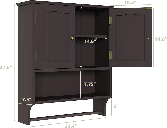 Smuxee Brown Wall Cabinet with Towel Bar - Image 3