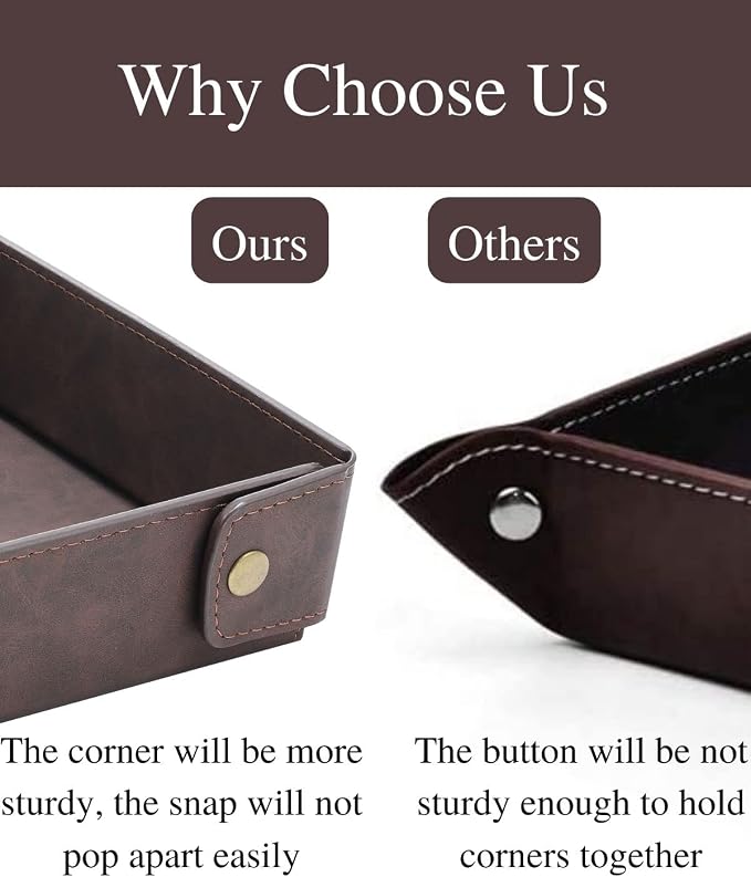 CASIRENA Father's Day Gifts Faux Leather Valet Tray Organizer - Image 3