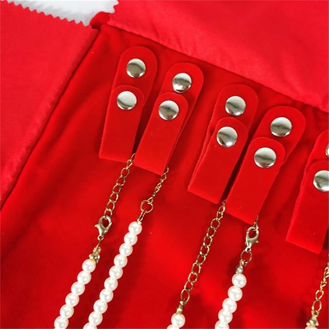Premium Jewelry Roll Organizer for 16 Necklaces 55cm x 29cm Metal Snap & Velcro - Image 9