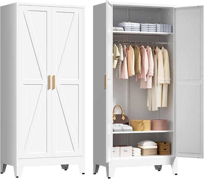 71" Tall Metal Wardrobe Closet by LCAOPC