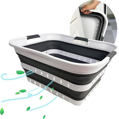 SAMMART Collapsible Plastic Rectangular Laundry Basket by SAMMART