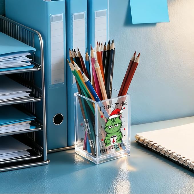 It's Fine I'm Fine Everything Is Acrylic Makeup Brush Pencil Holder Cup - Image 4