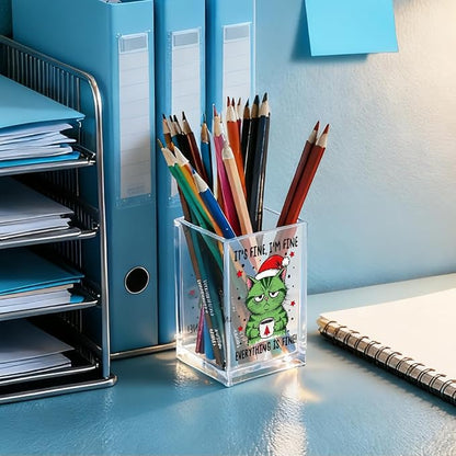 It's Fine I'm Fine Everything Is Acrylic Makeup Brush Pencil Holder Cup - Image 4