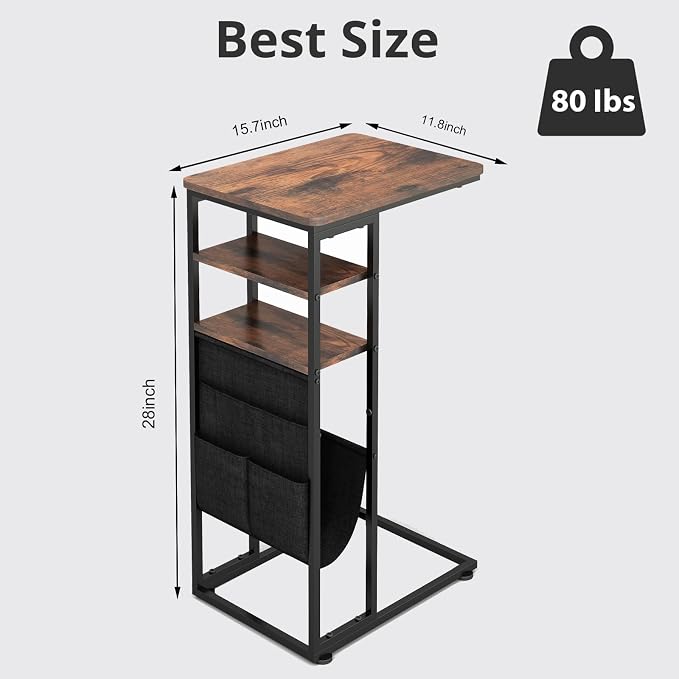 C Shaped End Table 28" 3-Tier C Table - Image 3