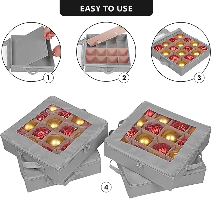 4 Pcs Christmas Ornament Storage Boxes - Image 2
