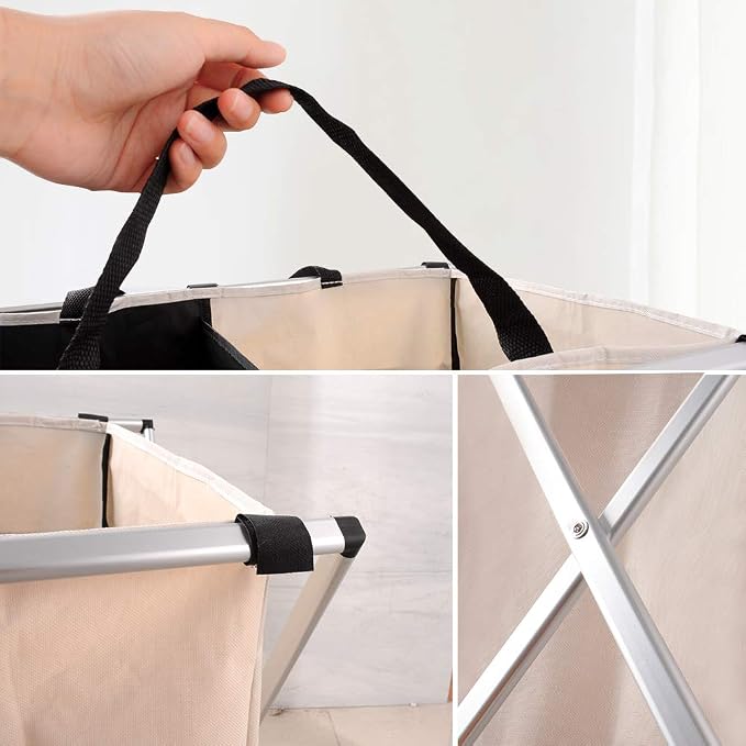 Nicesail Laundry Basket 2 Section Hamper Washing Storage Basket Bag, Folding - Image 8