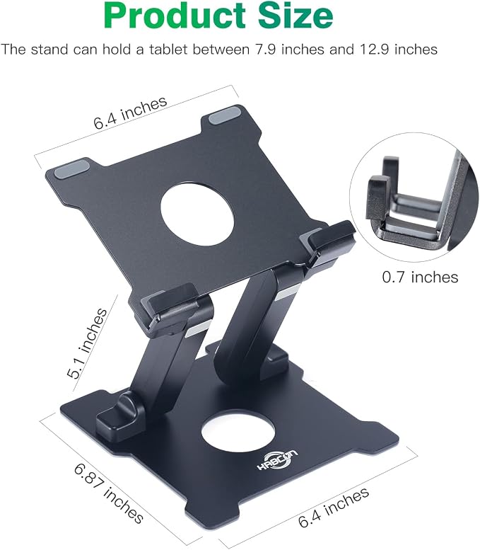 KABCON Tablet Stand, Adjustable Drawing Holder Eye-Level Aluminum Solid Stand - Image 2