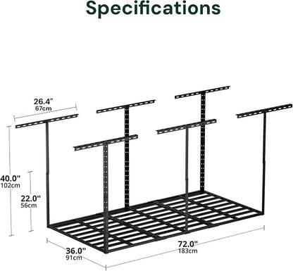 SunsGrove 3x6 Garage Storage Overhead Rack Organization, Adjustable Ceiling - Image 3