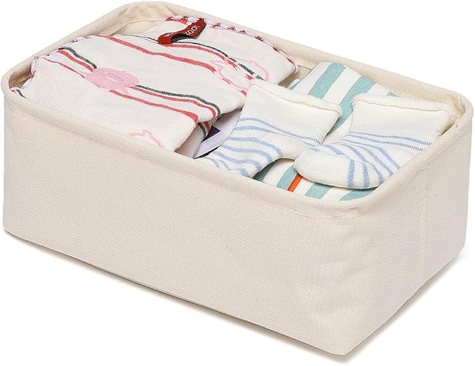 Foldable Storage Bins with Lids Cotton Canvas Rectangular Storage Box Ideal - Image 6