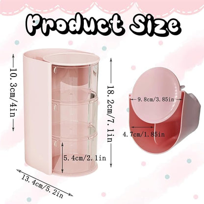 Hair Accessories Organizer, Rotating 3-Tier Pink Storage Tower, Hair Clips - Image 6