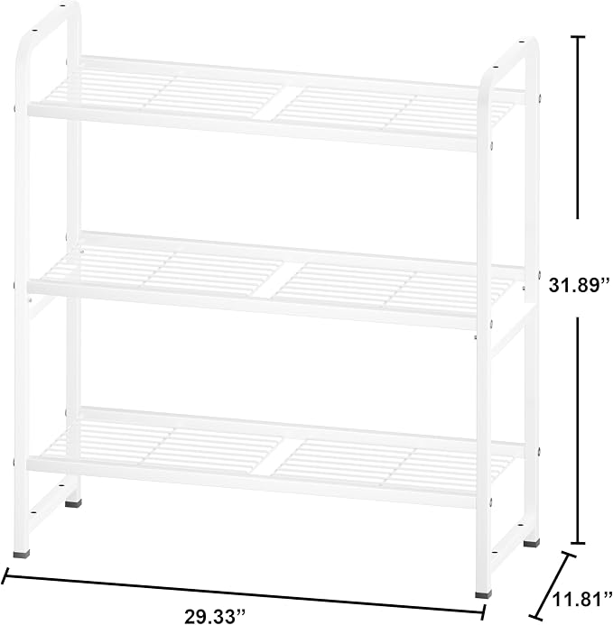 Simple Shelf Organizer for Outdoor, 3 Tier Stackable Metal Wire Shelving Unit - Image 3