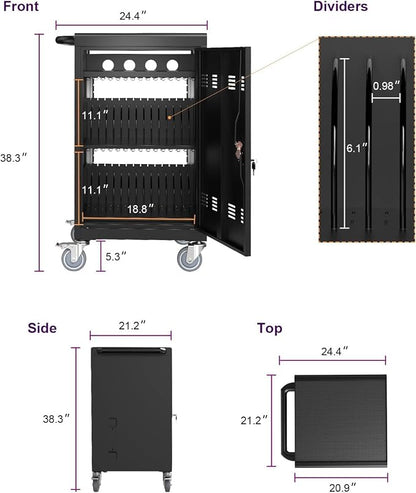 Laptop Charging Cart, 32 Devices Tablet Storage Carts - Image 6