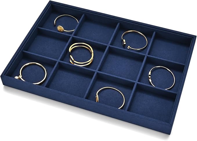 12 Grids Jewelry Tray Bracelet Tray Bangle Tray Microfiber Jewelry Display Tray - Image 2