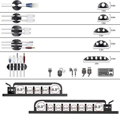 White Cable Management Organizer Kit 4 Cable Sleeve Split, 47Cable Clips 12Cord - Image 7