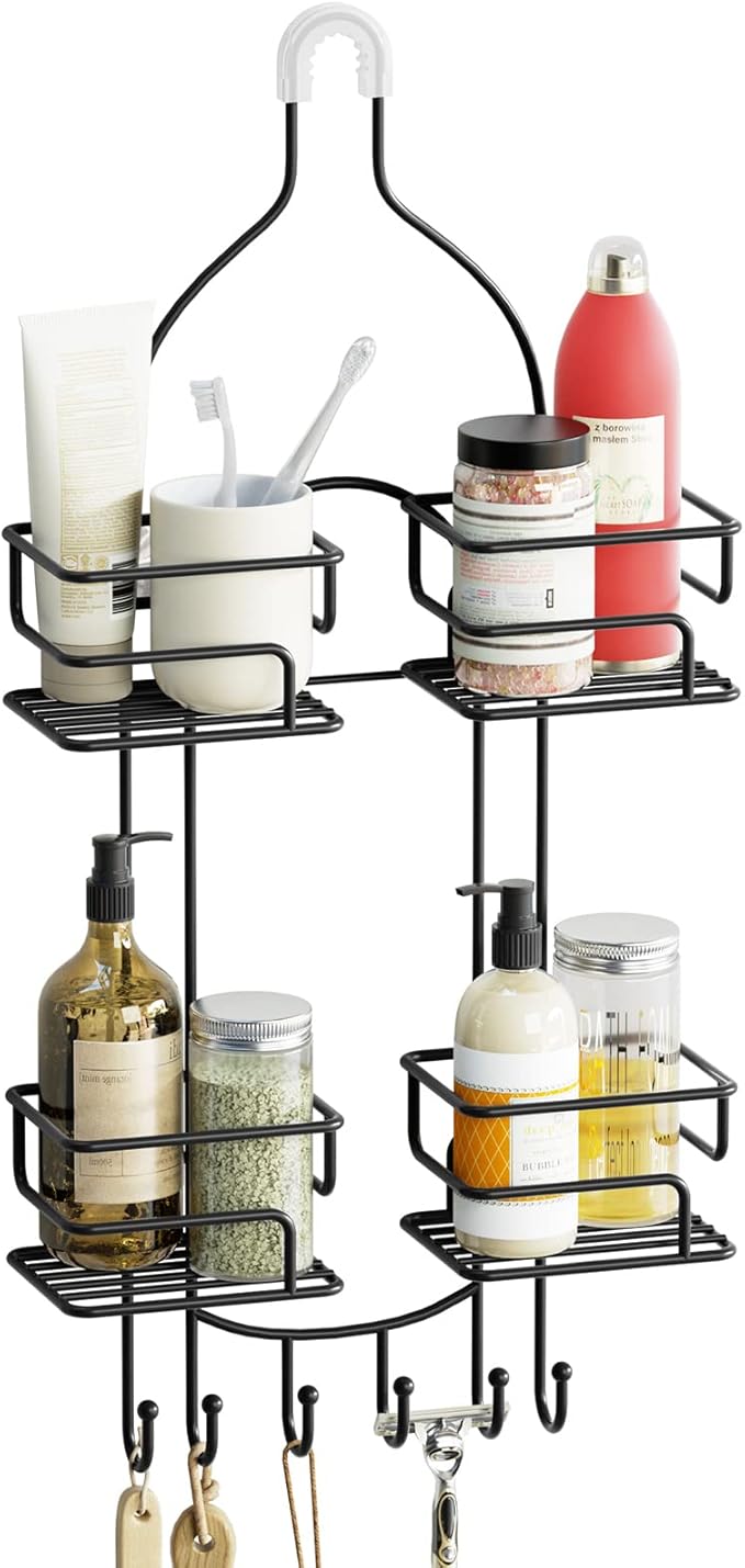 SRIWATANA Shower Caddy Hanging Over Head, Bathroom Shower Organizer Shower Rack by SRIWATANA