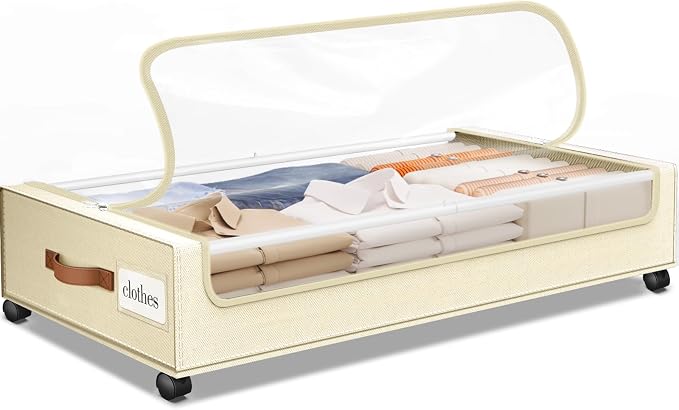 Under Bed Storage with Wheels 1Pack Underbed Storage with Clear Window&Label by SpaceHacks