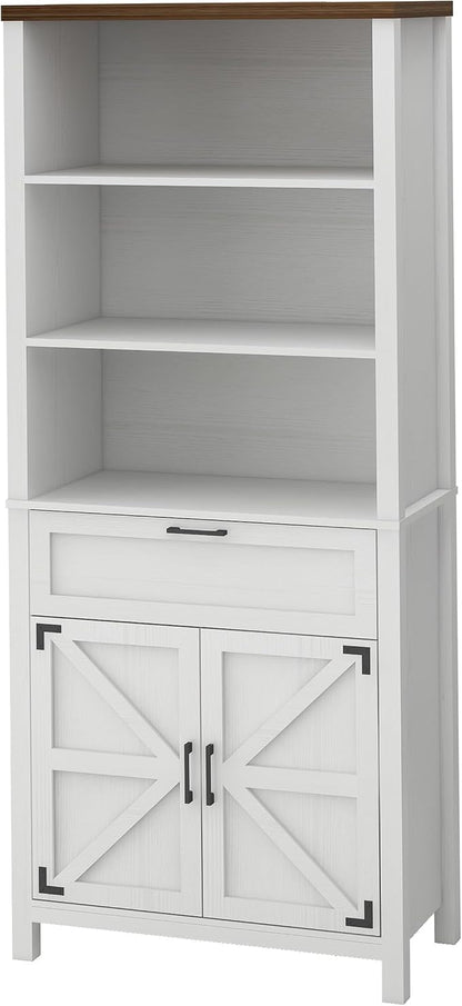 GarveeHome Bookshelf with Doors, 6-Tire Farmhouse Storage Cabinet Bookcase - Image 5