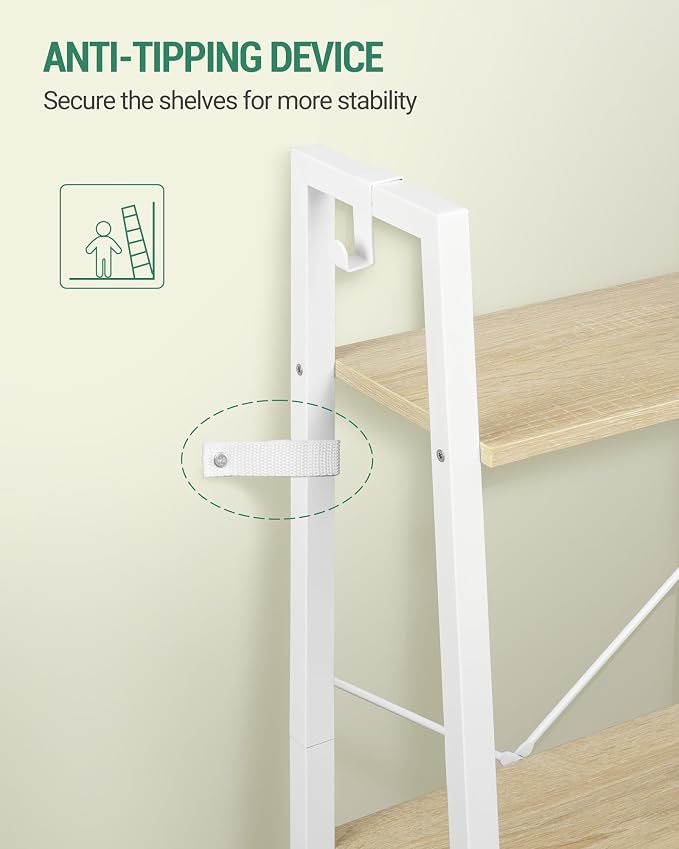Hzuaneri Ladder Shelf, Freestanding Corner Storage Shelf | Bookcase - Image 4