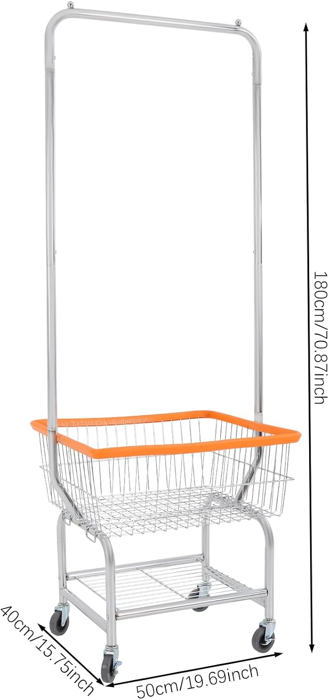 Laundry Cart, Steel Wire Laundry Cart, Laundry Basket - Image 4