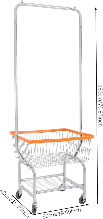 Laundry Cart, Steel Wire Laundry Cart, Laundry Basket - Image 4