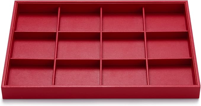 Oirlv Gorgeous Red Leather Jewelry Tray 12 Grid Jewelry Drawer Organizer by Oirlv