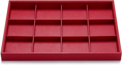 Oirlv Gorgeous Red Leather Jewelry Tray 12 Grid Jewelry Drawer Organizer by Oirlv