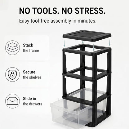 3 Drawer Plastic Storage Tower Craft Organizer Chest - Image 3