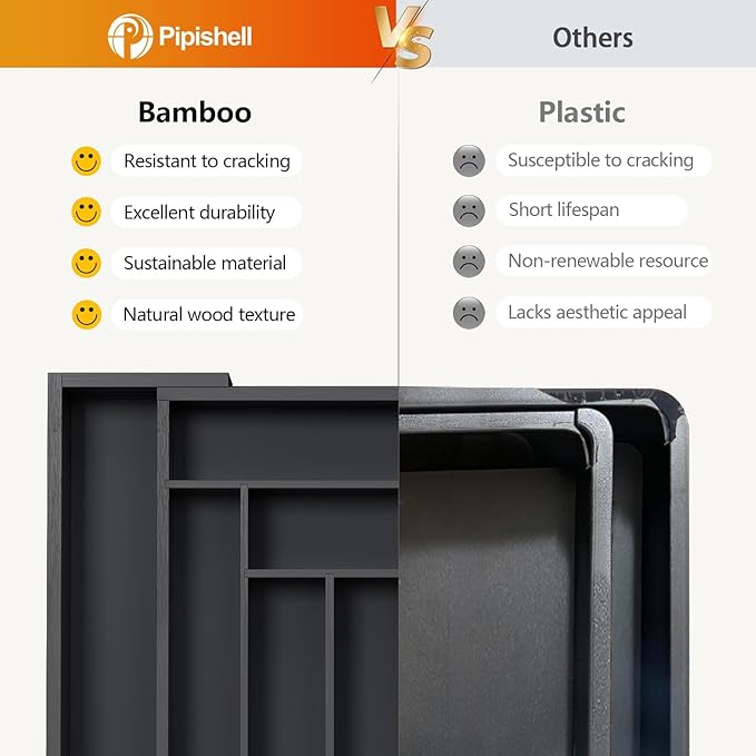 Pipishell Bamboo Expandable Drawer Organizer - Image 5