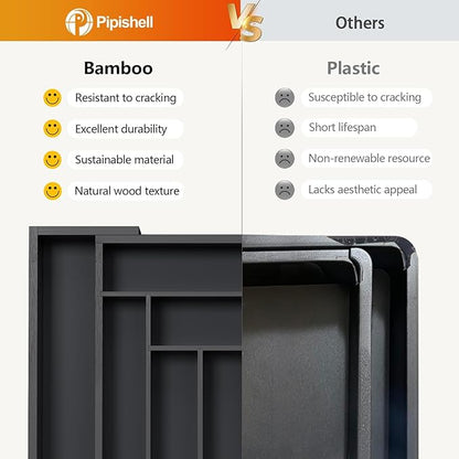 Pipishell Bamboo Expandable Drawer Organizer - Image 5