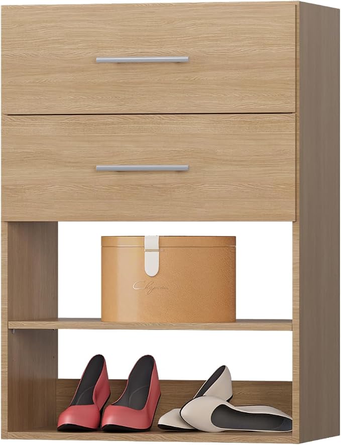 2 Drawer Short Tower Closet Unit, Modular Closet System, Wood Closet System by Unknown