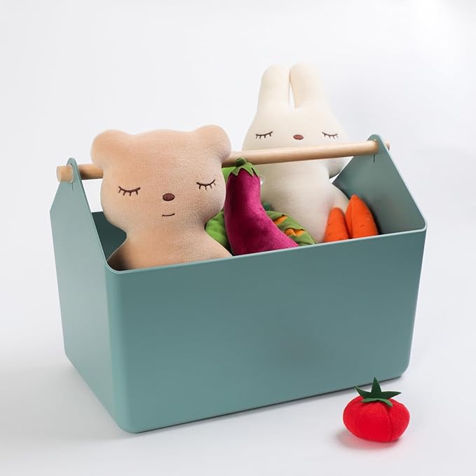 BLUE GINKGO Large Storage Basket – Plastic Caddy - Image 6